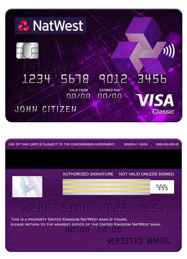 United Kingdom NatWest bank visa classic card